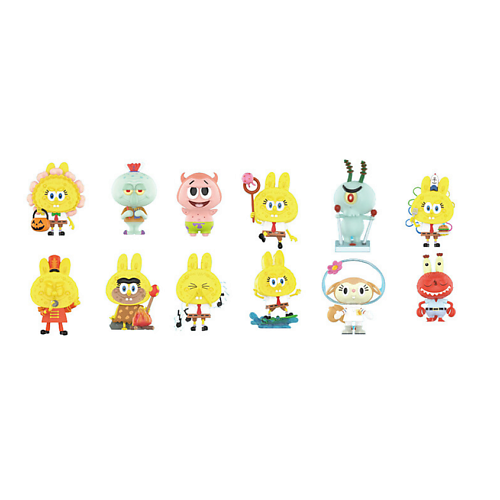 POP MART Игрушка-сюрприз Labubu The Monsters Spongebob Series ,рандомный выбор,2 шт, 9 см