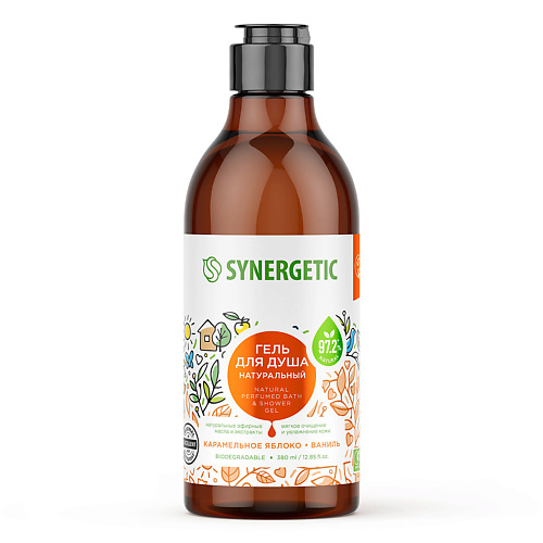 

SYNERGETIC Натуральный биоразлагаемый гель для душа Карамельное яблоко и ваниль 380, Натуральный биоразлагаемый гель для душа Карамельное яблоко и ваниль