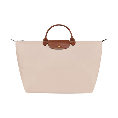 Сумка LONGCHAMP Сумка Le Pliage Canvas With Leather Trim Canvas Bag Large Size Women's Beige