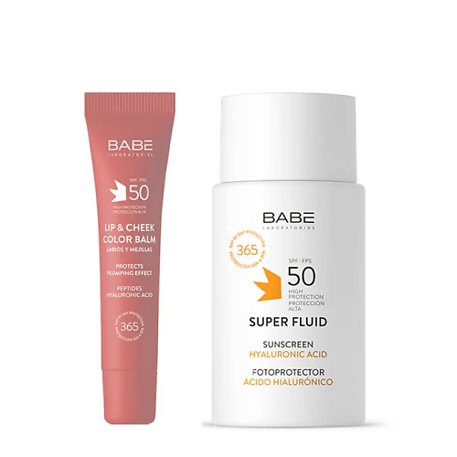 

BABE Набор Супер флюид SPF50 и Солнцезащитный бальзам-тинт для губ и щек PINK, Набор Супер флюид SPF50 и Солнцезащитный бальзам-тинт для губ и щек PINK