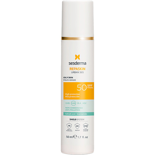 Солнцезащитный крем для лица SESDERMA Средство солнцезащитное для жирной кожи лица Repaskin Urban 365 Oily skin SPF50