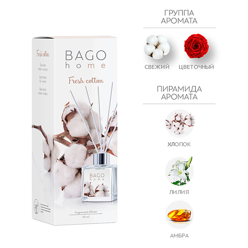 Аромадиффузор BAGO HOME Ароматический диффузор Свежий хлопок