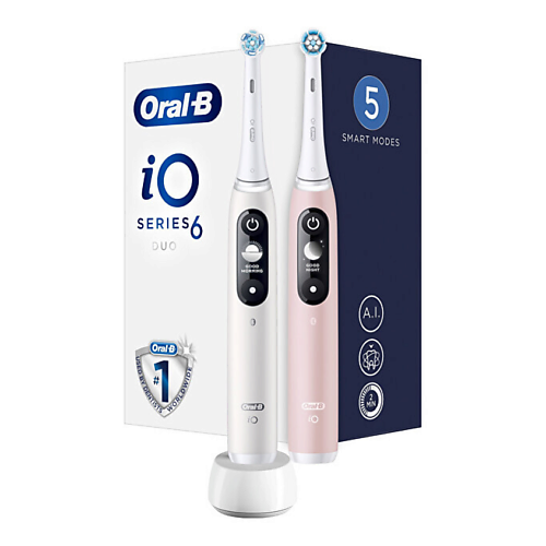 Электрическая зубная щетка ORAL-B Набор электрических зубных щеток Oral-B iO Series 6 Duo White/Pink Sand
