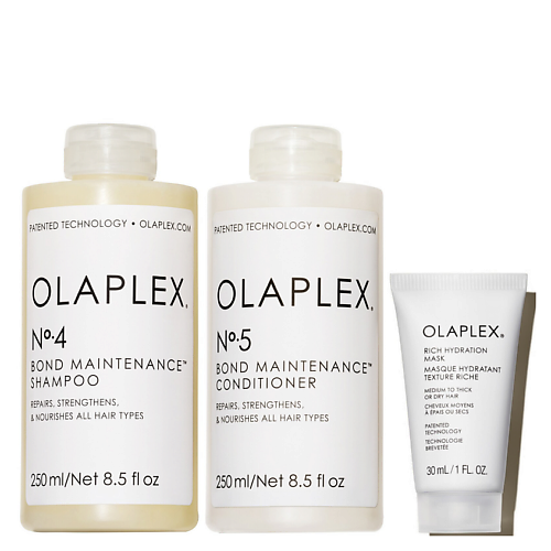 

OLAPLEX Набор для волос No.4, No.5 и Rich Hydration Mask, Набор для волос No.4, No.5 и Rich Hydration Mask