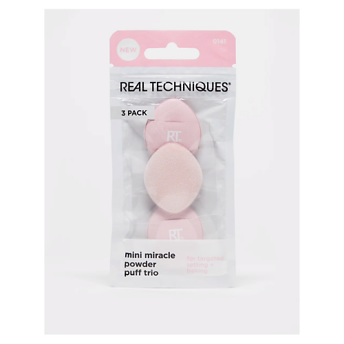 Спонж для нанесения макияжа REAL TECHNIQUES Набор мини-пуховок для пудры Mini Miracle Powder Puff Trio