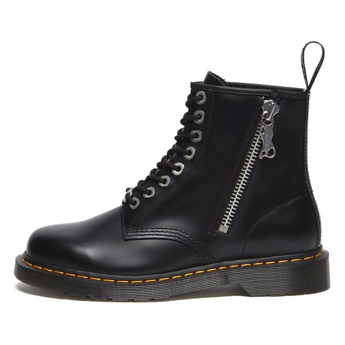 Кроссовки DR. MARTENS Dr.Martens 1460 Zip Black Polished Smooth Cow Leather Crew Combat Boots Unisex Black