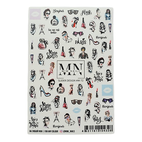 Слайдеры MIW NAILS Слайдер дизайн для ногтей девушки