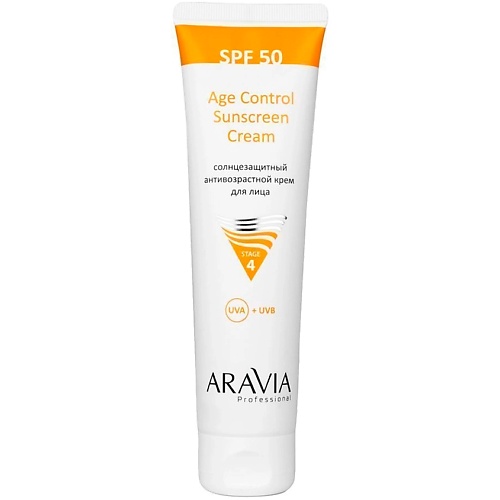 Солнцезащитный крем для лица ARAVIA PROFESSIONAL Крем для лица солнцезащитный антивозрастной SPF 50 Age Control Sunscreen Cream