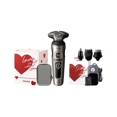 Электробритва PHILIPS Электробритва S9000 Prestige SP9873 + Чехол + Зарядная панель Qi + Триммер + 3 насадки