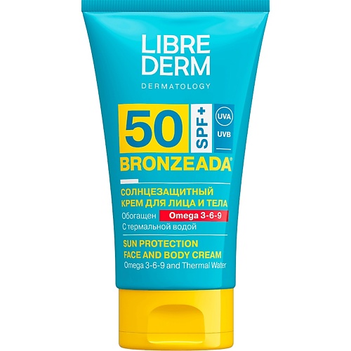 Солнцезащитный крем для тела LIBREDERM Солнцезащитный крем SPF50 с Омега 3 - 6 - 9 и термальной водой Bronzeada Sun Protection Face and Body Cream
