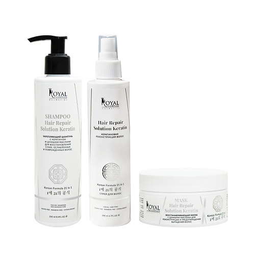 Набор для ухода за волосами ROYAL SAMPLES Набор для ухода за волосами KERATIN HAIR BOOST: Шампунь, Спрей, Маска
