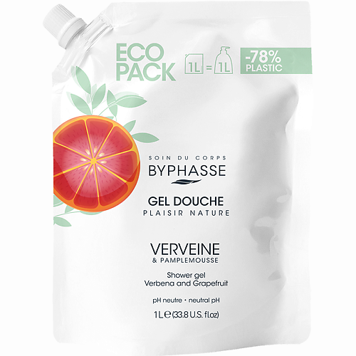 Гель для душа BYPHASSE Гель для душа ECOPACK Вербена и грейпфрут