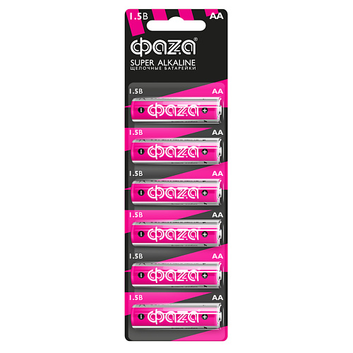 Батарейки ФАZА Батарейки Щелочные Super Alkaline LR 6, BL-6, бл. 6 шт.