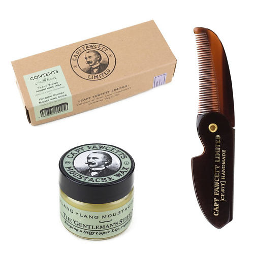 Набор средств для ухода за бородой CAPTAIN FAWCETT Набор для ухода за усами Ylang Ylang Moustache Wax & Folding Comb