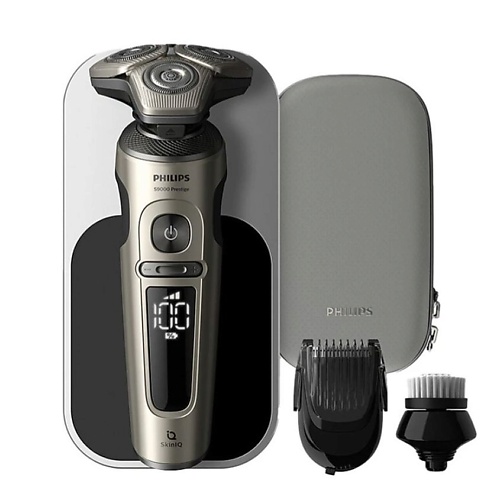 Электробритва PHILIPS Электробритва Series 9000 Prestige SP9873 + Чехол + Триммер + Щетка + Зарядная станция Qi