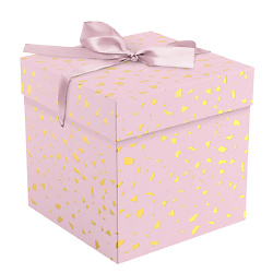Коробка складная подарочная "Pink terrazzo", с лентой, отделка фольгой