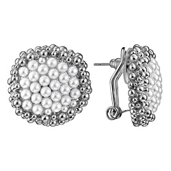 Серебристые серьги с микрожемчугом