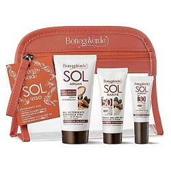 Набор Sol Argan: Солнцезащитный крем + Гель для лица + Крем для глаз + Косметичка