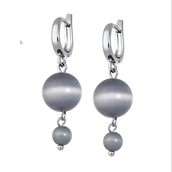 Серьги из желтого кошачьего глаза