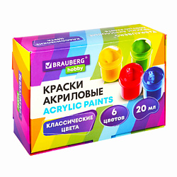 Краски акриловые 6 цветов по HOBBY