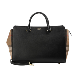 Сумка Check and Leather Tote Bag