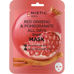 Тканевая маска для лица с женьшенем и гранатом Red Ginseng & Pomegranate All Days Sheet Mask