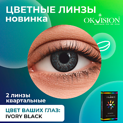 Цветные контактные линзы OKVision Fusion Ivory Black на 3 месяца