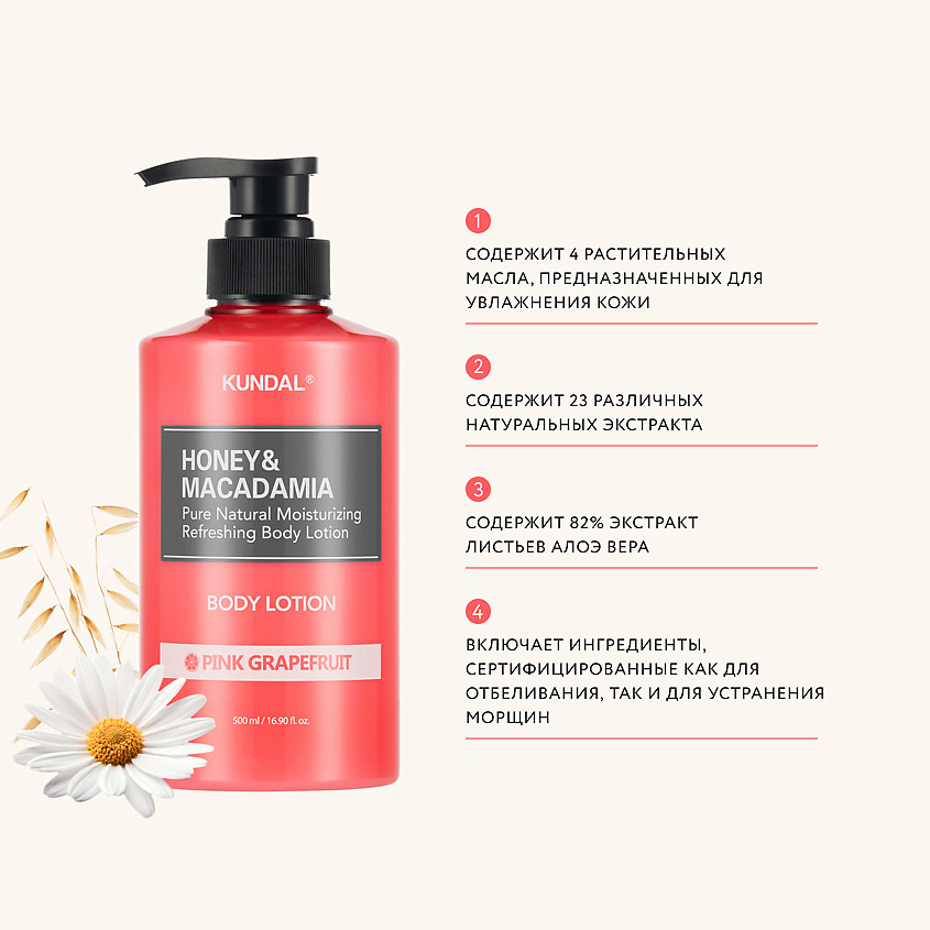 KUNDAL Лосьон для тела Розовый грейпфрут Honey & Macadamia Body Lotion – фото 4