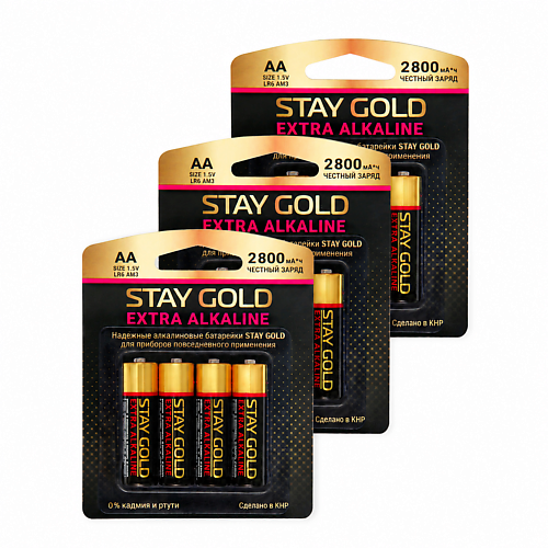 Батарейки STAY GOLD Батарейки пальчиковые АА (LR6) алкалиновые набор 12 штук