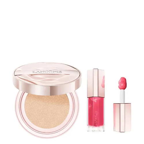 Набор средств для макияжа LANCOME Набор: Кушон Skin Idole 3 Serum Finecover Cushion + Блеск для губ Lip Idole JuicyTreat Gloss