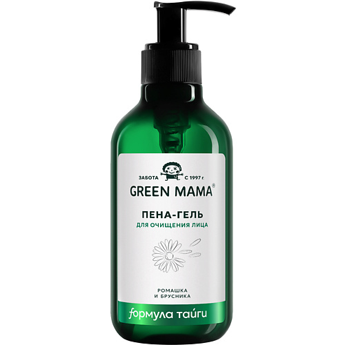 Гель для умывания GREEN MAMA Пена-гель для очищения лица Ромашка и брусника Natural Skin Care