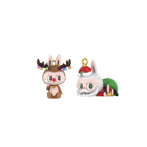 Мягкая игрушка POP MART Игрушка LABUBU Christmas Series Elk baby + Santa Claus, 9см