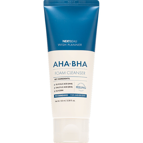 Пенка для умывания NEXTBEAU Очищающая пенка для умывания с AHA/BHA кислотами для проблемной кожи Wish Planner