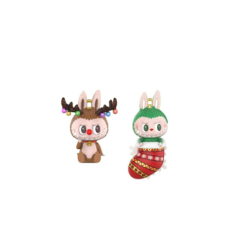 Мягкая игрушка POP MART Игрушка LABUBU Christmas Series Elk Baby + Christmas Socks, 9см