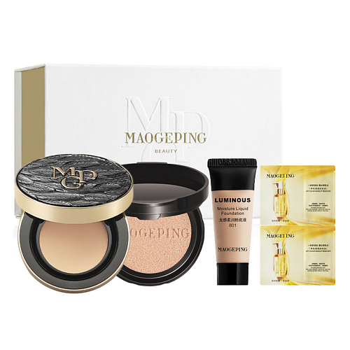 Тональное средство MAOGEPING Подарочный сет Luxury Caviar Flawless Cushion + миниатюры ухода