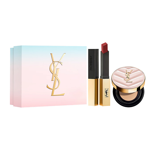 Набор средств для лица YVES SAINT LAURENT Кушон Touche Eclat Glow-Pact + Помада Rouge Pur Couture The Slim