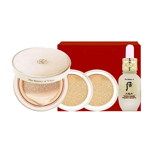 Набор средств для лица THE HISTORY OF WHOO Набор:Кушон Mi Luxury Golden Cushion Glow + Сменный блок + Сыворотка для лица