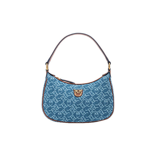 Сумка PINKO Сумка Cotton With Leather Shoulder Bag, Handbag, Shoulder Bag Medium Size Women's Blue