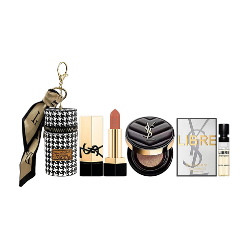 Набор средств для макияжа YVES SAINT LAURENT Мини-кушон Le Cushion Encre de Peau + Футляр-брелок + Помада