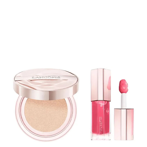 Набор средств для макияжа LANCOME Набор: Кушон Skin Idole 3 Serum Finecover Cushion + Блеск для губ Lip Idole JuicyTreat Gloss
