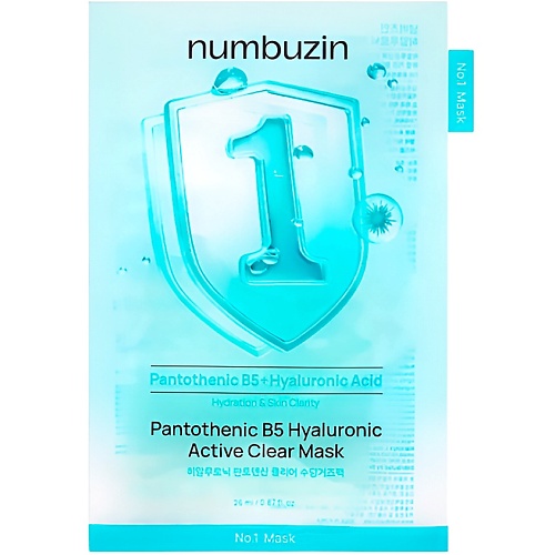 Маска для лица NUMBUZIN Маска для лица с витамином B5 и гиалуроновой кислотой No. 1 Pantothenic B5 Hyaluronic Clear Mask