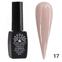 Каучуковая камуфлирующая френч база для гель-лака с шиммером Rubber French Base Coat