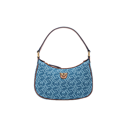 Сумка Cotton With Leather Shoulder Bag, Handbag, Shoulder Bag Medium Size Women's Blue