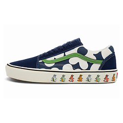 Кроссовки Old Skool Casual Skate Shoes Blue White Flower Printing 'Blue White Green'
