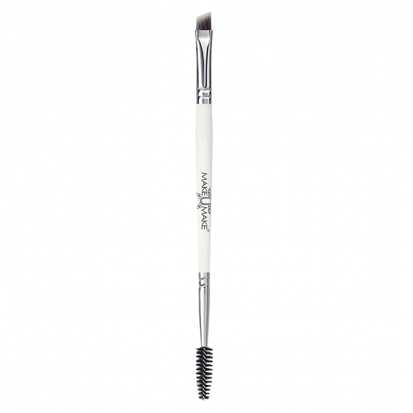 Изображение товара MAKEUMAKE Скошенная кисть для бровей и стрелок со щёточкой, Белый
