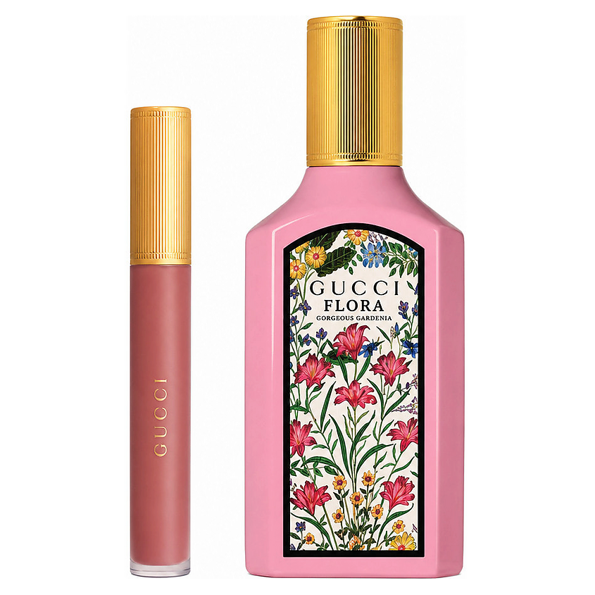 Изображение товара GUCCI Набор: Парфюмерная вода Flora Gorgeous Gardenia + Помада Rouge a Levres Liquide Mat, 50 мл + № 217 Valeria Rose Изображение товара GUCCI Набор: Парфюмерная вода Flora Gorgeous Gardenia + Помада Rouge a Levres Liquide Mat, 50 мл + № 217 Valeria Rose