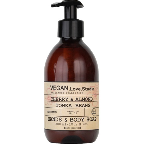 Мыло жидкое VEGAN.LOVE.STUDIO Жидкое мыло для рук вишня, миндаль, бобы тонка