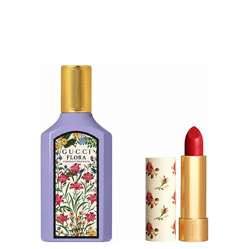 Набор парфюмерии GUCCI Набор GUCCI: Парфюмерная вода Flora Gorgeous Magnolia + Помада Rouge a Levres Voile