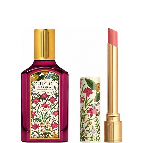 Набор парфюмерии GUCCI Парфюмерная вода Flora Gorgeous Gardenia Intense + Помада Rouge De Beaute Brillant Flora