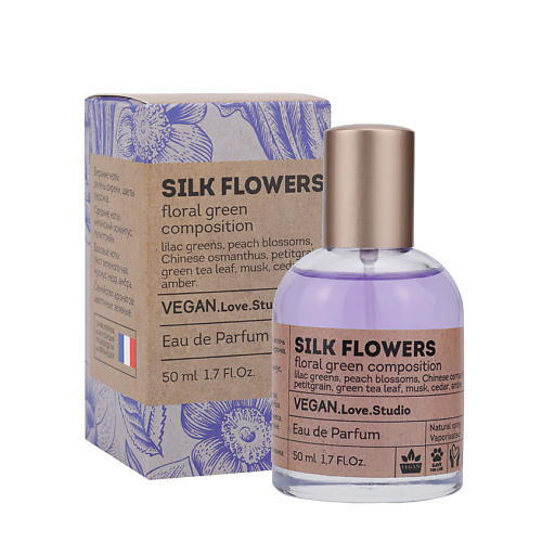 Парфюмерная вода VEGAN.LOVE.STUDIO Парфюмерная вода женская Silk Flowers зеленая сирень петитгрейн белый кедр